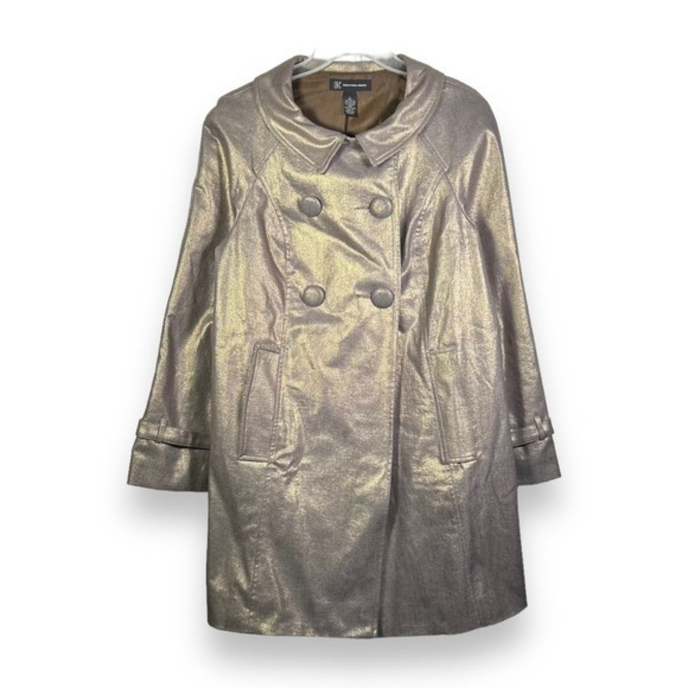 International Concepts Muted Gold Double Breasted Pea Coat Sz Large - "Sarah"